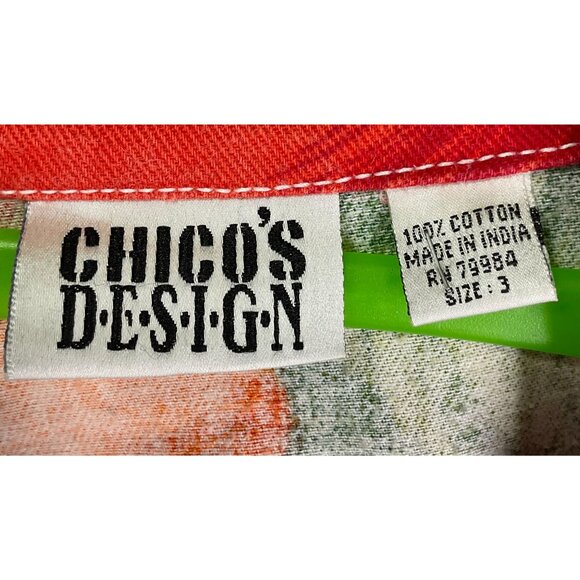 Chicos Design Floral Cotton Jacket Size 3 (XL-16) - Picture 2 of 11